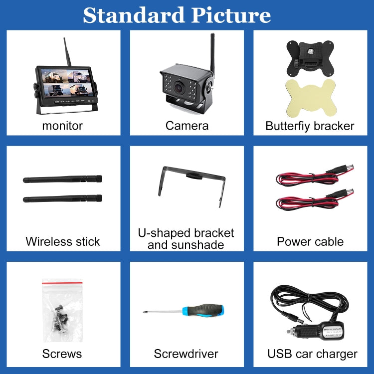 7 inch Car Digital Wireless Rear-view Split-screen Monitor Four Record, Four Record 7 inch Car Digital Wireless Rear-view Split-screen Monitor Four Record, Four Record